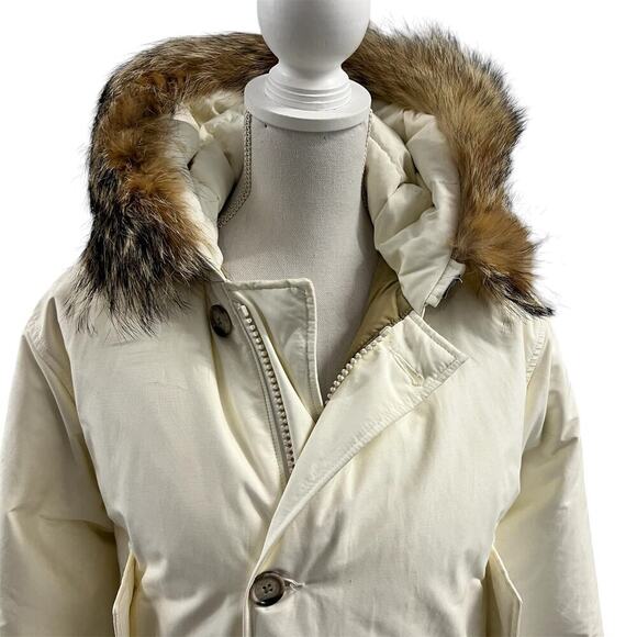 Woolrich Arctic Parka Coat Winter Jacket Vintage Designer Beige Size XS Unisex - Picture 5 of 10